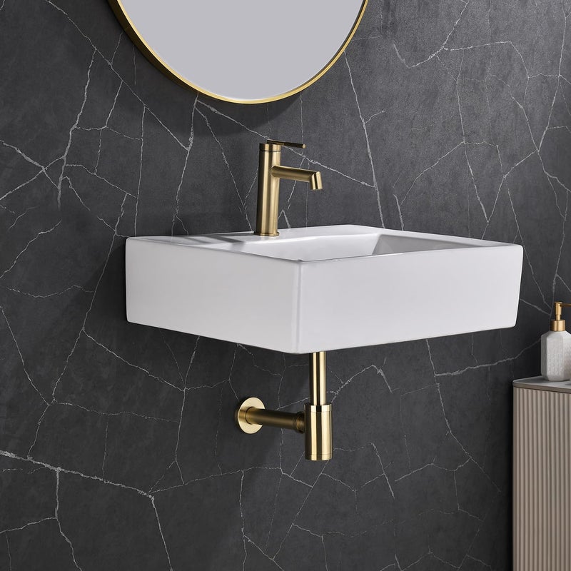 GORDEE Bathroom Sink Stopper P-Trap Complete Set Adjustable 1-1/4 Bottle Trap Solid Brass Sink Drain Kit Tube and Pop Up Drain Stopper Set Without Overflow, Brushed Gold - Image 2
